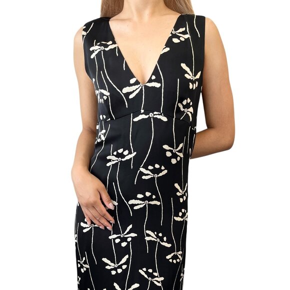 CHANEL Vintage 98P CC Mark Logo Dress Sleeveless #38 Black White Silk [106319] - Picture 1 of 10